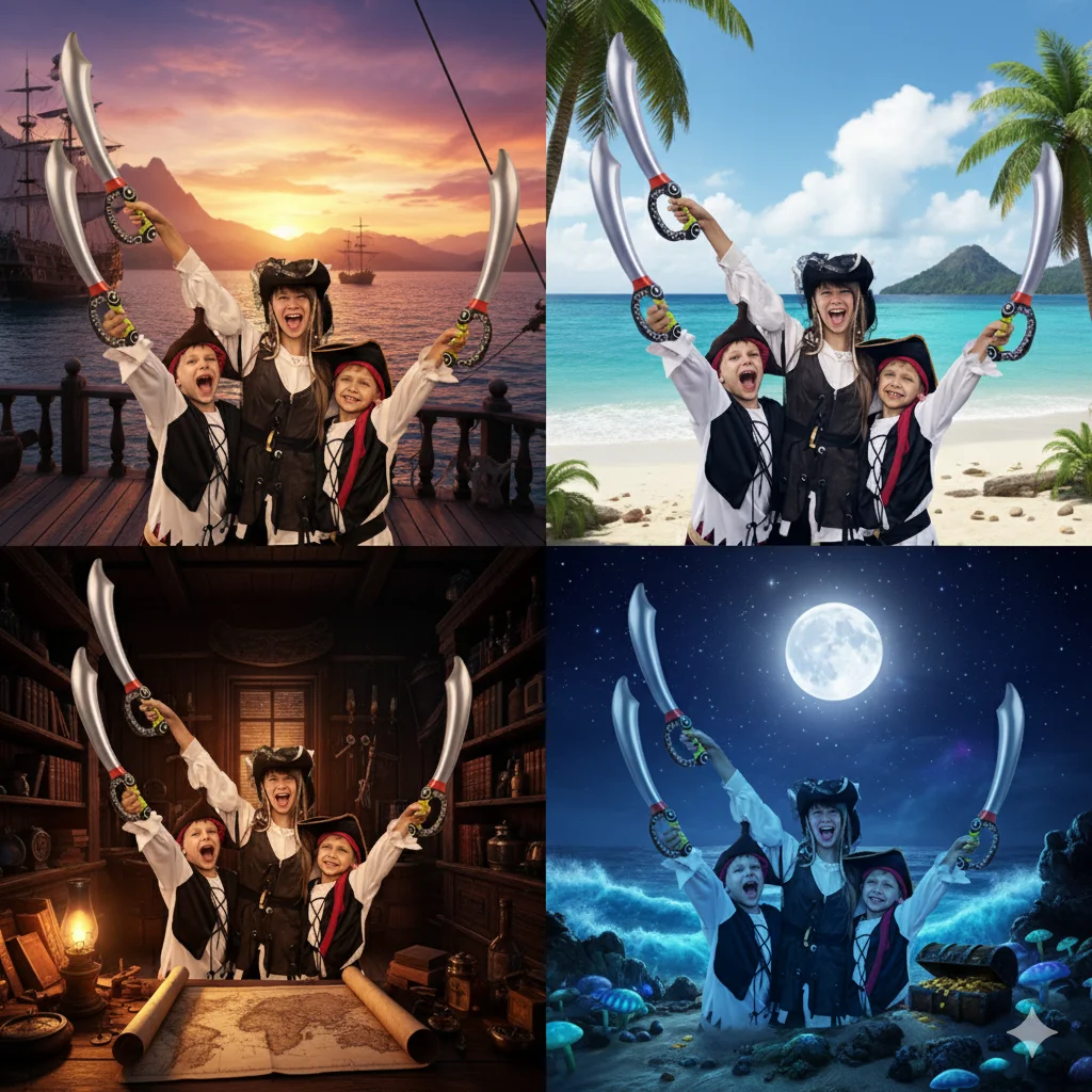 4 قطع مضحكة نفخ القراصنة السيوف هالوين حفلة عيد ميلاد لعبة السيف تضخم محاكاة سكين لحمام السباحة تأثيري