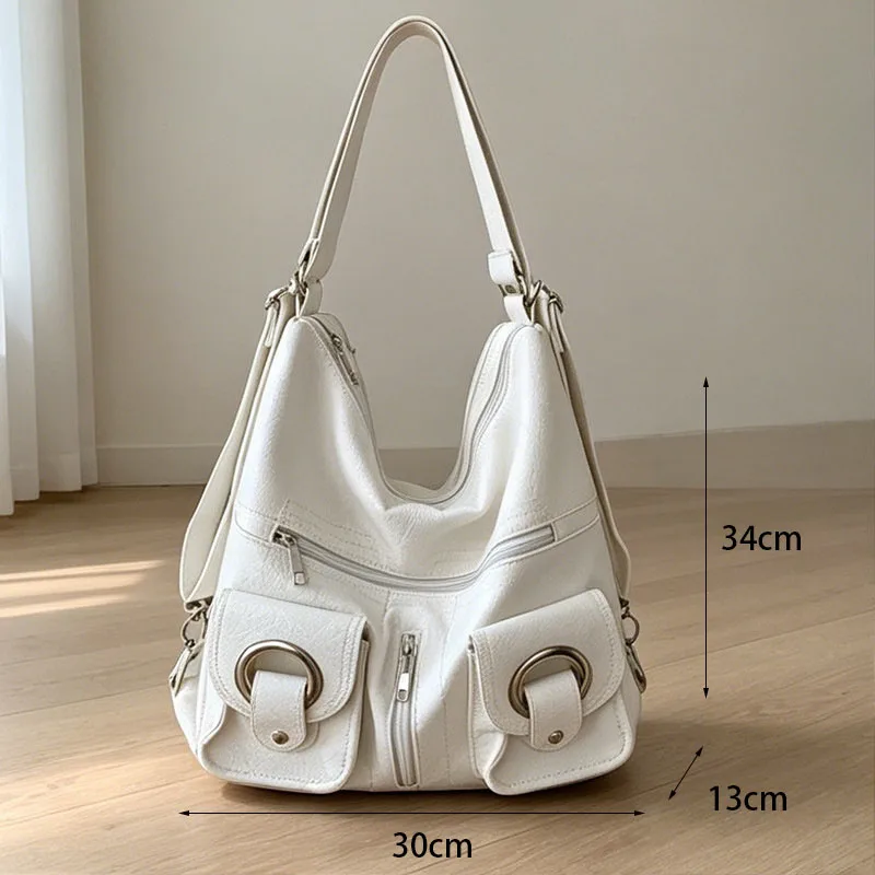 XMESSUN New Vintage Soft Leather Shoulder Bag forWomen, Multifunctional Square Tote Bag, Waterproof Wear‑resistant Ladies Bag