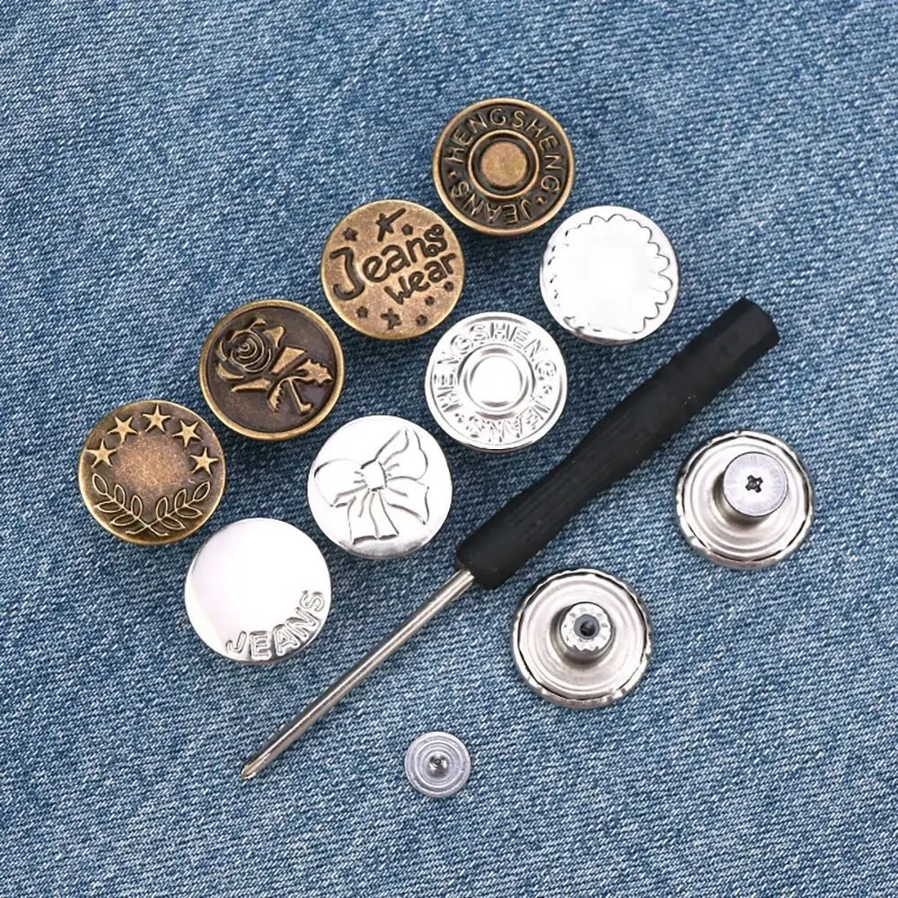 10 Stück/Packung mit Schraubendreher Jeansknöpfe Nagelfreies Nähzubehör Taillenverlängerungsknöpfe für Kleidung und Hosen 17mm Taillenschnalle – Detail 9