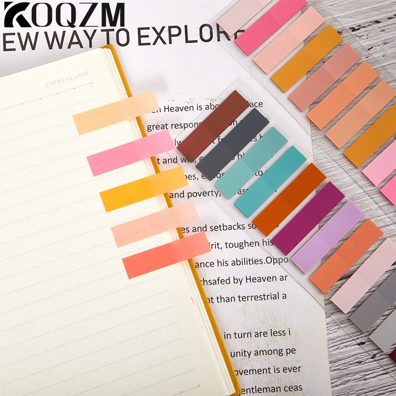 1set Transparent Fluorescent Index Tabs PET Sticky Note For Page Marker Planner Stickers Office School Students Supplies
