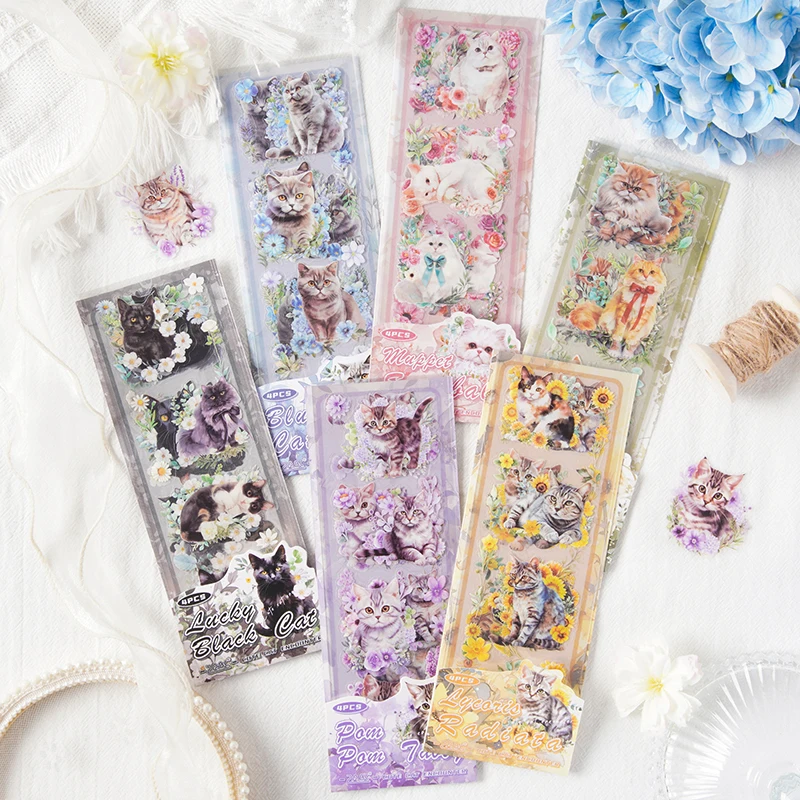 

18 упаковок/лот, серия «Симпатичные кошки», милые ретро декоративные наклейки для домашних животных