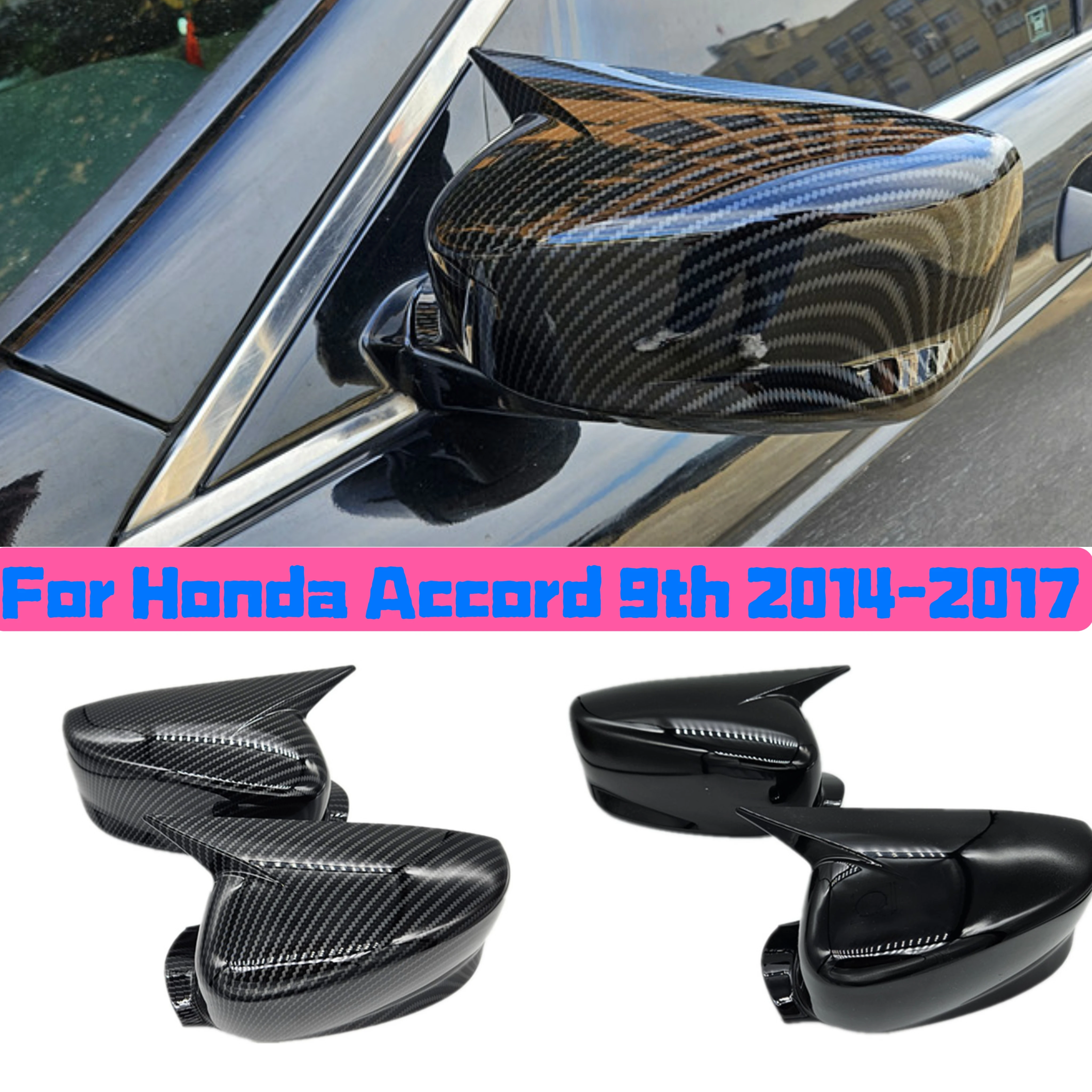 

Fit for Honda Accord 2013-2017, Carbon Fiber Look Rearview Mirror Horn Cover, Exterior Side Mirror Decorative Trim Cap