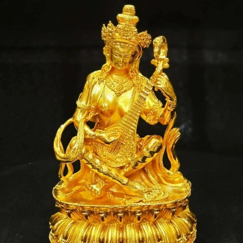 Statue de Bouddha déesse des miracles en cuivre doré vintage, ornements de table pour la maison, la salle bouddhiste, le salon, artisanat, cadeaux