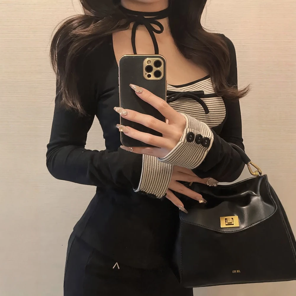 Primavera Autunno Lady Japan Style Sweet Girl Gonna Set Nuovo 2025 Donna Slim Fit Elegante Sexy Top a righe Gonna Set da 2 pezzi