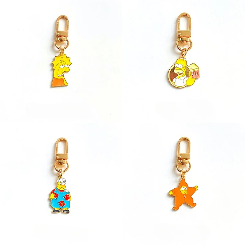 LLavero de aleación de Los Simpsons, serie creativa de dibujos animados de Anime, colgante de bolso Kawaii, decoración, llavero de coche para Cosplay, regalos de navidad, juguete