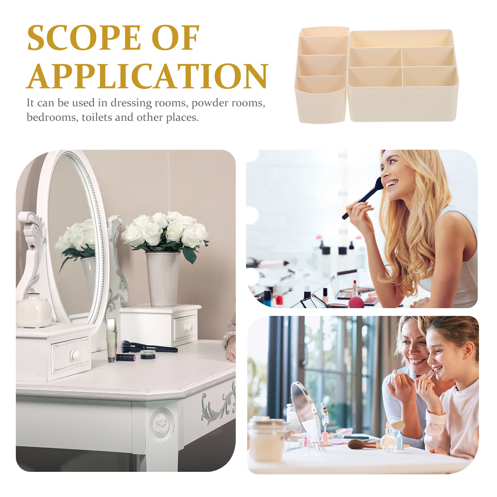 

2Pcs Compartment Storage Box Organizer Fine Workmanship Smooth Polishing for Desk Pen Sundries Bedroom Bathroom