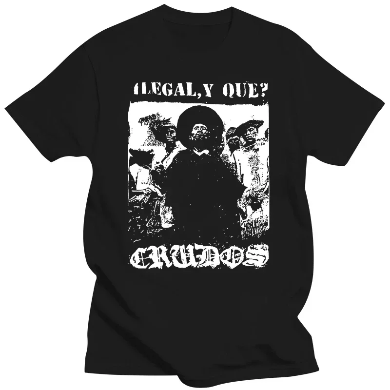 Punk Crust Grindcore Thrash Metal Animal Rights Apparel Merch Bands LOS CRUDOS illegal T SHIRT Round Collar harajuku Crewneck