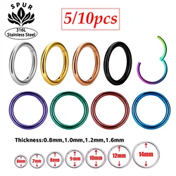 5/10pcs 316L Stainless Steel Piercing Septum Nose Hoop Cartilage Tragus Helix Earring Segment Clicker Body Piercing Jewelry