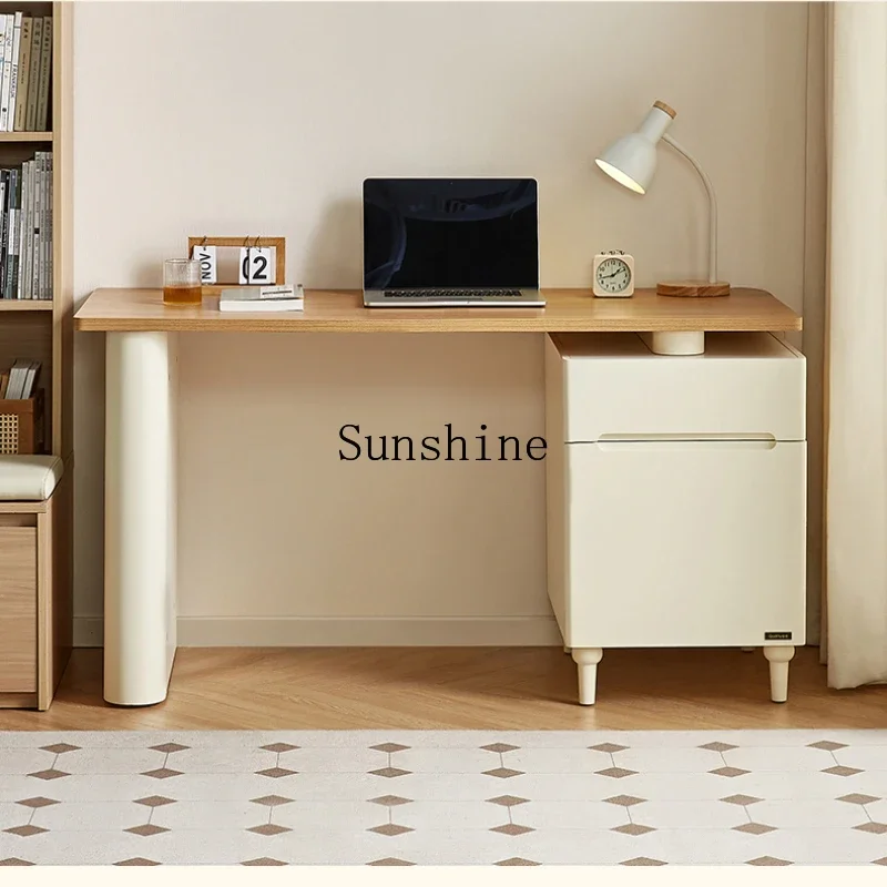 

Modern simple cream style desk bedroom study storage integrated office desk and chair