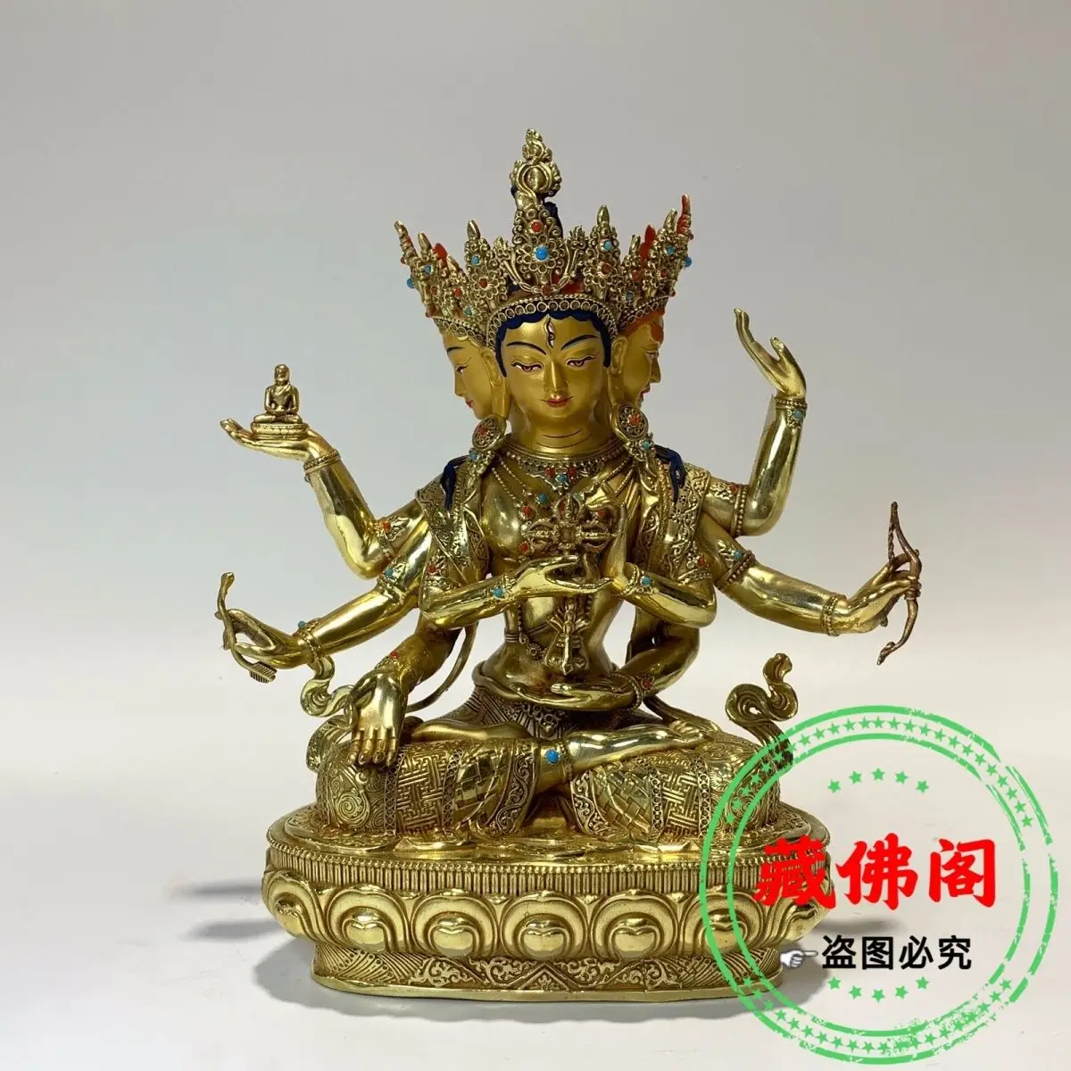 

Seven-inch Zun Sheng Buddha Mother Pure Copper Seiko Tibetan Gold-plated Guanyin Bodhisattva Home Decoration Buddhist Temple