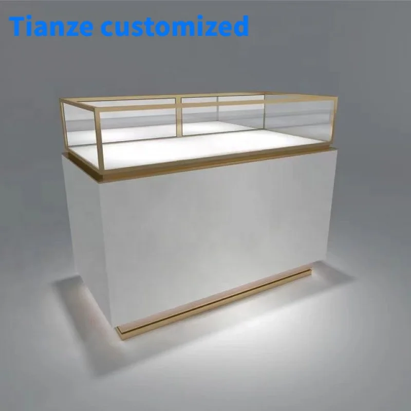 (Customized) fashionable jewelry shop furniture store wood jewelry showcase display table stand with LED light