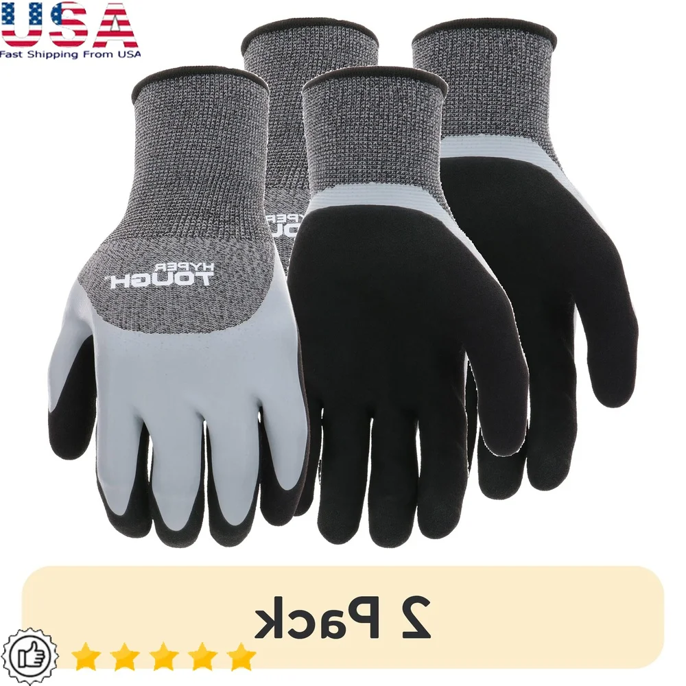 

2 Pack Double Dipped Latex Gloves Large Workwear Safety Gloves Comfortable Breathable Seamless Knit Wrist Elastic Cuff Durable