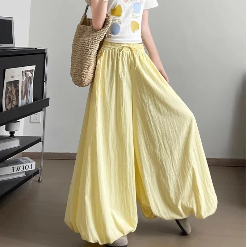

Wide Leg Flower Bud Pants for Women's Summer New High Waisted Loose and Slimming Casual Lantern Pants