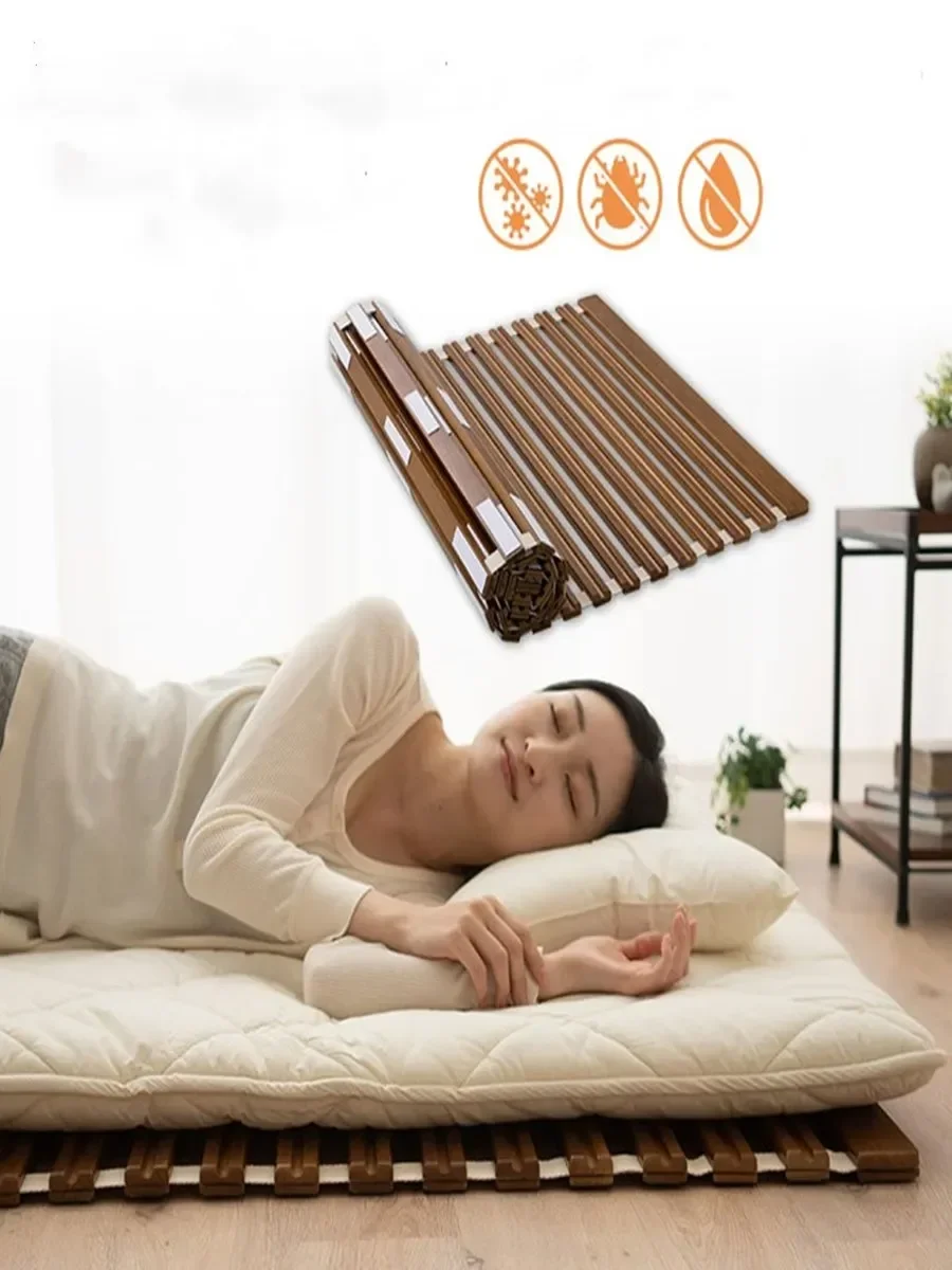 Japanese Paulownia Wood Roll-Type Slatted Bed Slat Support for Futon Mattress, Floor Sleeping, Tatami Fold Board