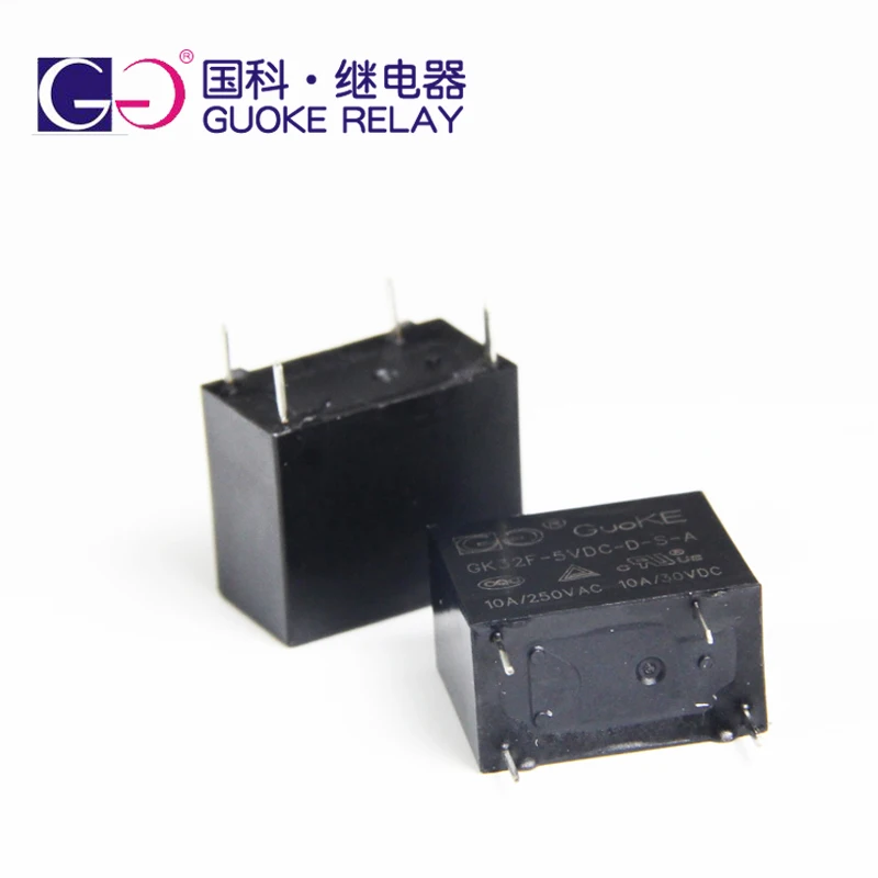 10Pcs New GK32F-5VDC-S-A GK32F-12VDC-D-S-A GK32F-24VDC-D-S-A 4PIN 5A 10A Compatible JZC-32F HF32F 5V 12V 24V power relay