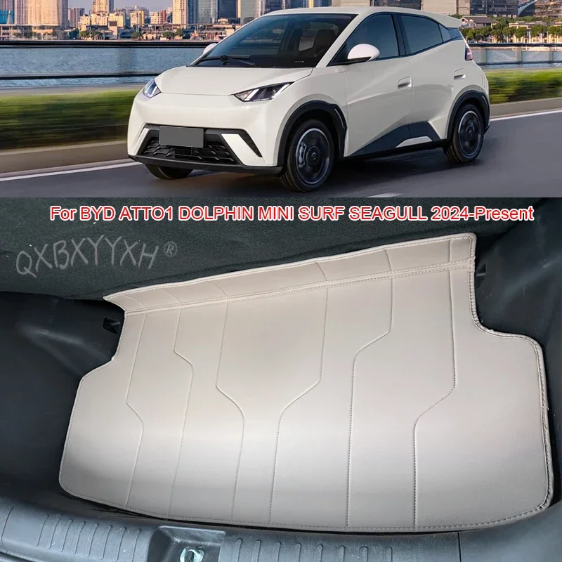 For BYD ATTO1 Dolphin Mini Surf Seagull 2024 2027 Car Trunk Main Cargo Liner Nappa Leather Mat Auto Waterproof Anti-Scratch Pad