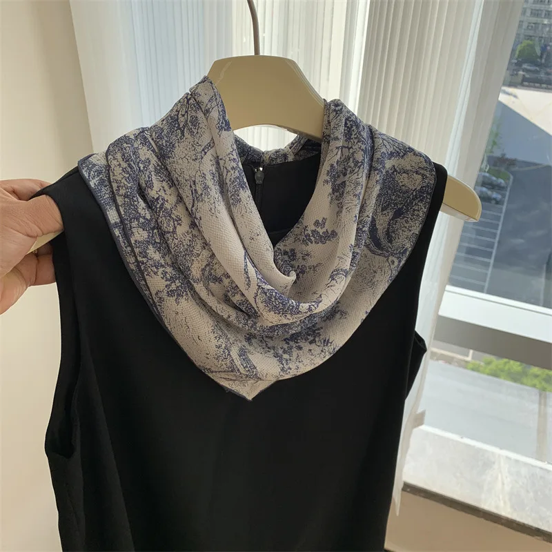 100% Natural Silk Scarf for Women Foulard Square Scarves Female Shawl Wrap New Neck Hijab Poncho Bandana Headband High Quality