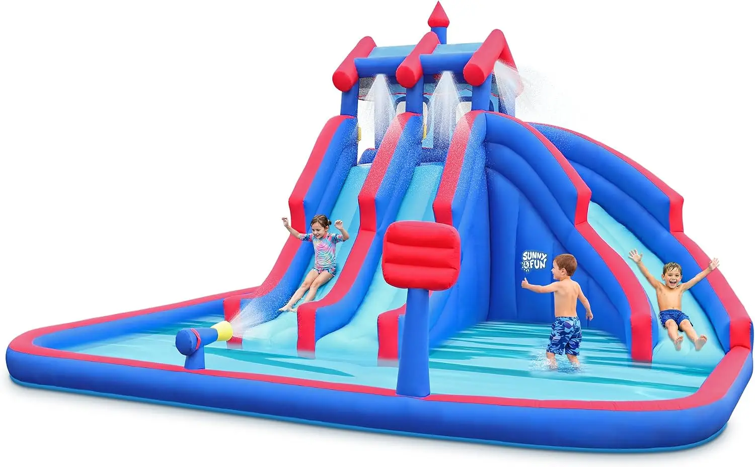 Backyard Mega Sports Inflatable Water Park with Triple Slides for Kids