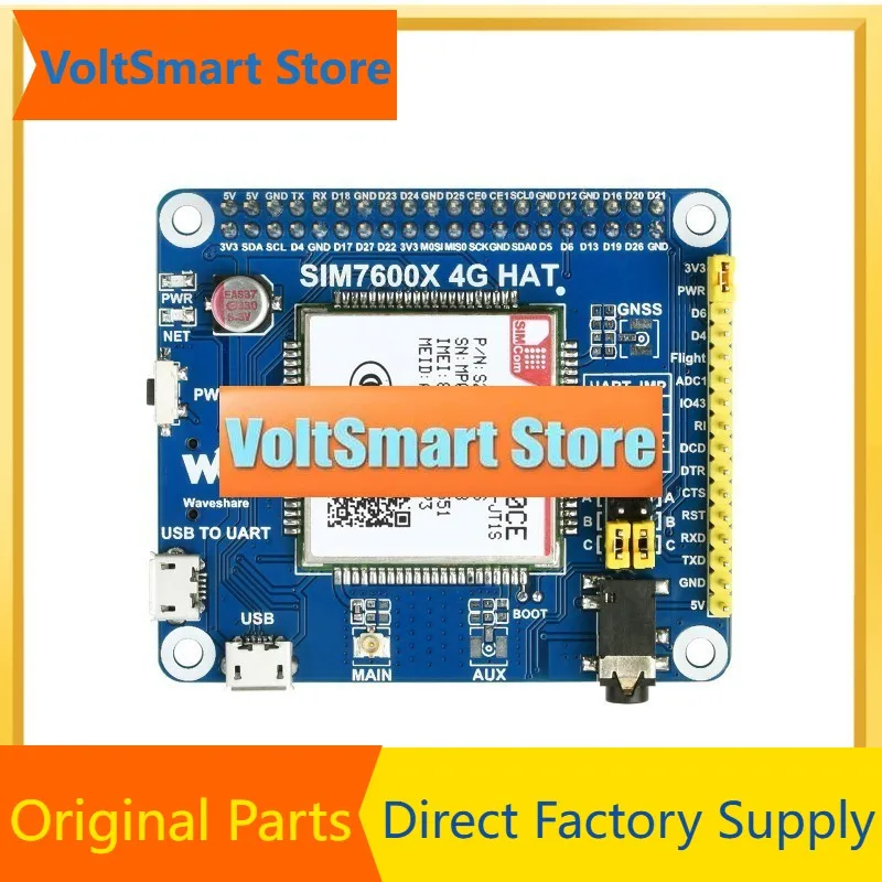 VoltSSIM7600CE-JT1S 4G HAT For Raspberry Pi, Supports 4G / 3G / 2G Communication, For China