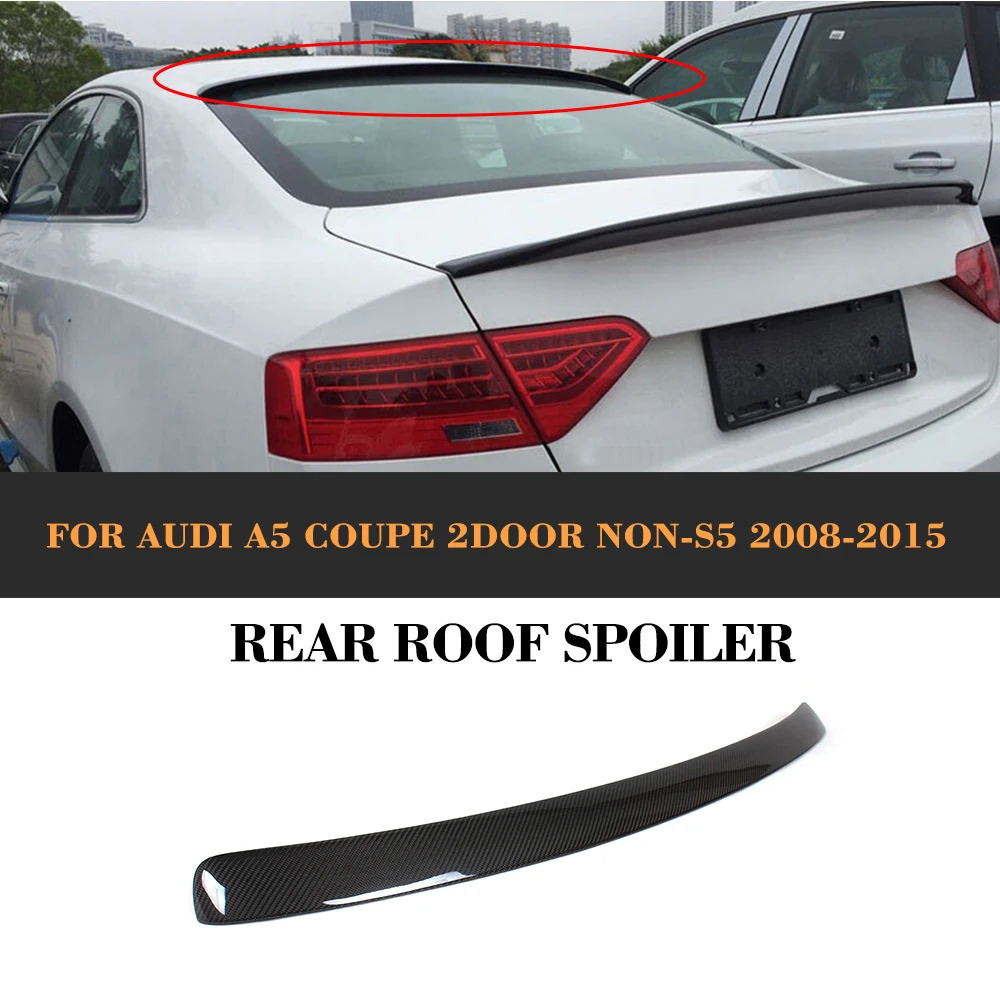 Carbon Fiber Rear Roof Spoiler Wing For Audi A5 2 Door 2008 2009 2010 2011 2012 2013 PU Unpainted Grey