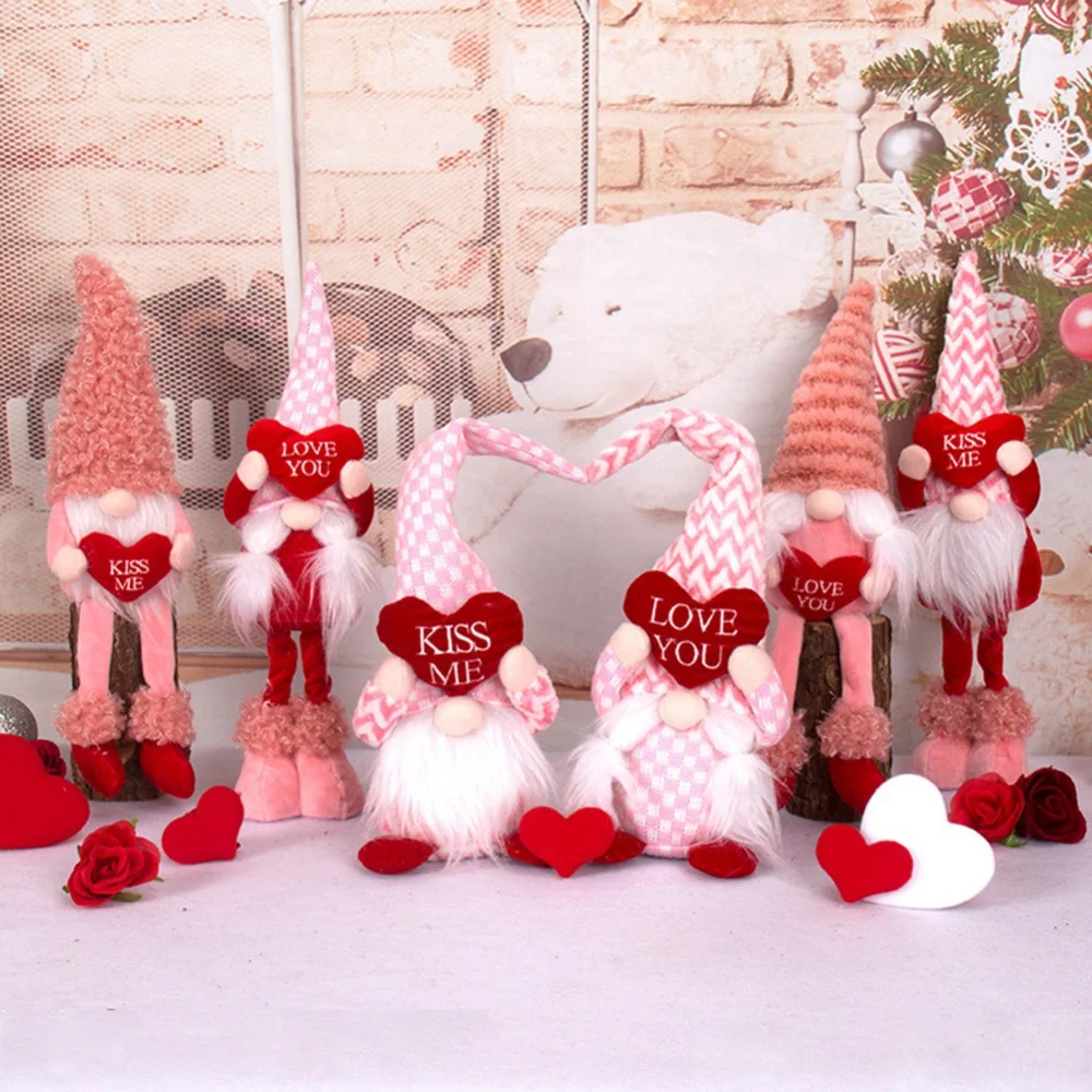 Valentine's Day Gnome Mr and Mrs Scandinavian Tomte Plush Elf Doll Decorations Stuffed Ornaments Swedish Tomte Dwarf Figurines