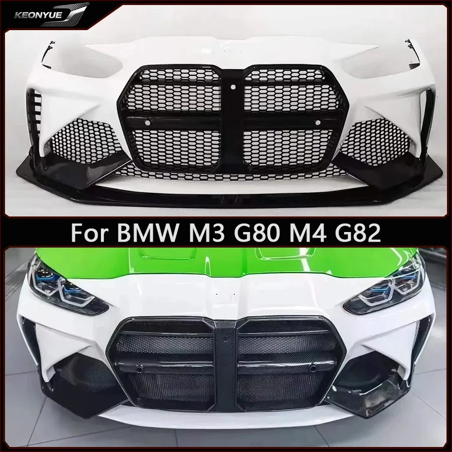 

For BMW M3 G80 M4 G82 2021+ Dry Carbon fiber front lip bumper Grill Front face car grille Upgrade Car accessories Body Kit