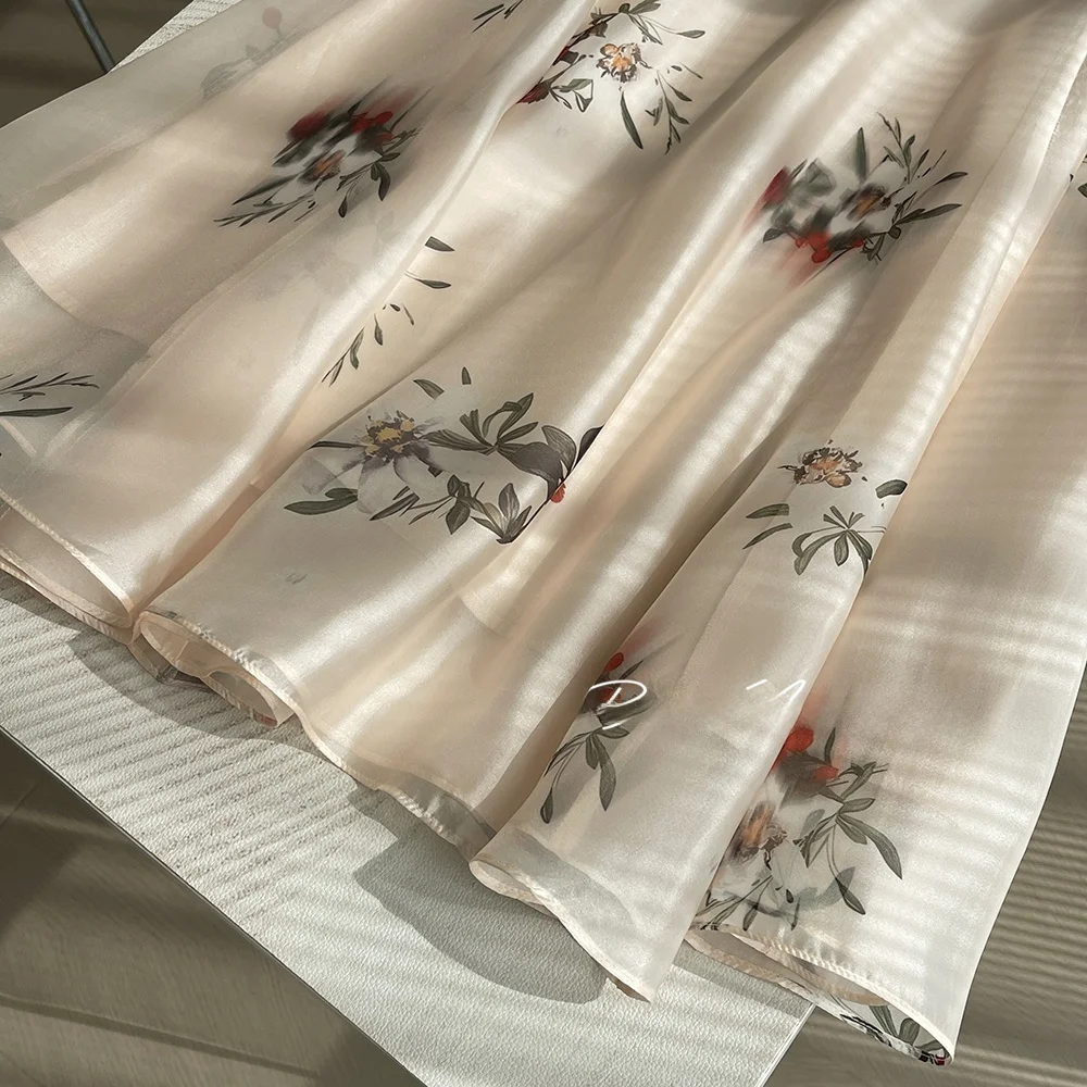 Fre imprimé fleuri f jupe taille haute plissée trajet doux polyvalent minceur jupe Midi femmes Faion coréen Sle