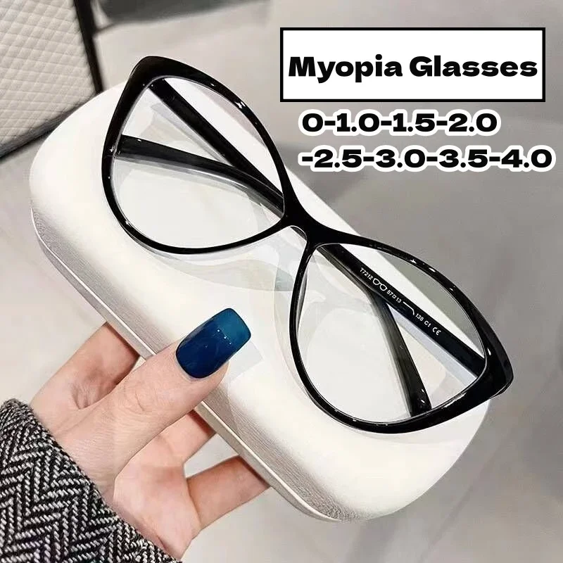 Lunettes de myopie rétro anti-bleu pour femmes, lunettes vintage, ultralégères, moins dioptriques, lunettes à monture ChimCat Eye