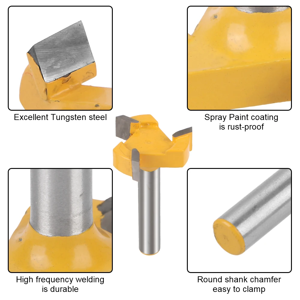 Straight Edge Slotting Milling Cutter Cutting Handle 3 Teeth T-Slot Router Bit Milling 6mm shank For Wood Woodwork