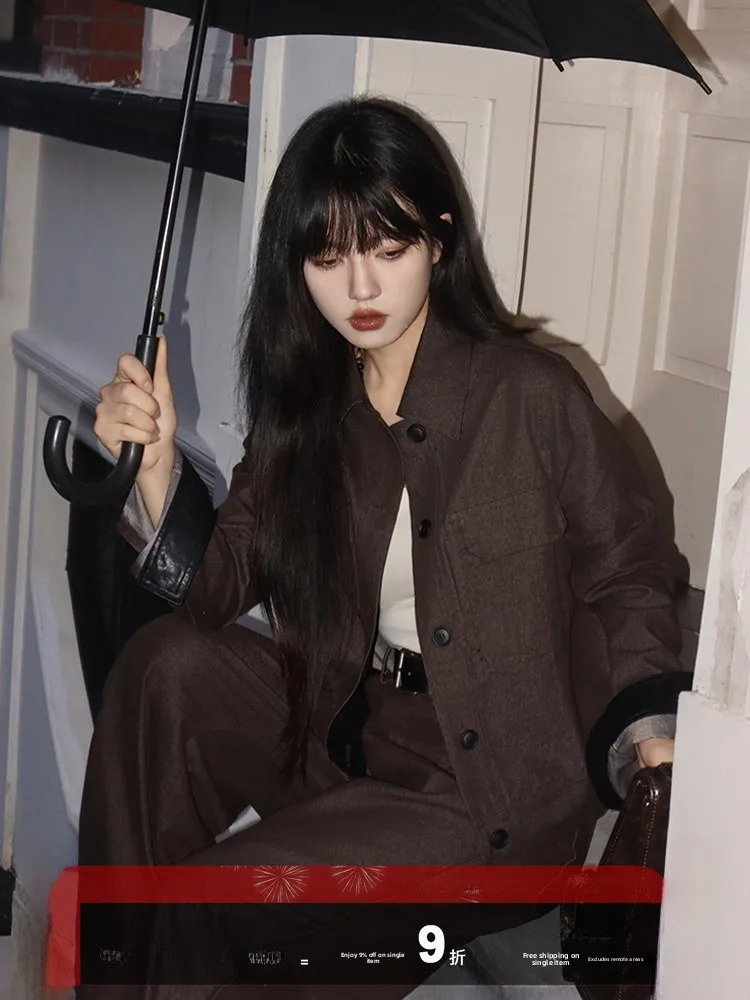 

Женский свободный воротник в стиле ретро, осенний топ из хлопка, чистый цвет, застежка на пуговицах в стиле ретро