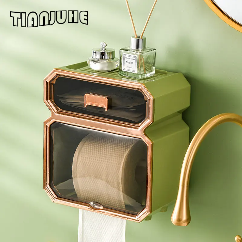 Washroom Toilet Paper Holder Box for  Rolls & Facial Tissues & Wet Wipes (Detachable Reel) Wall Mount Multifunctional Bathroom