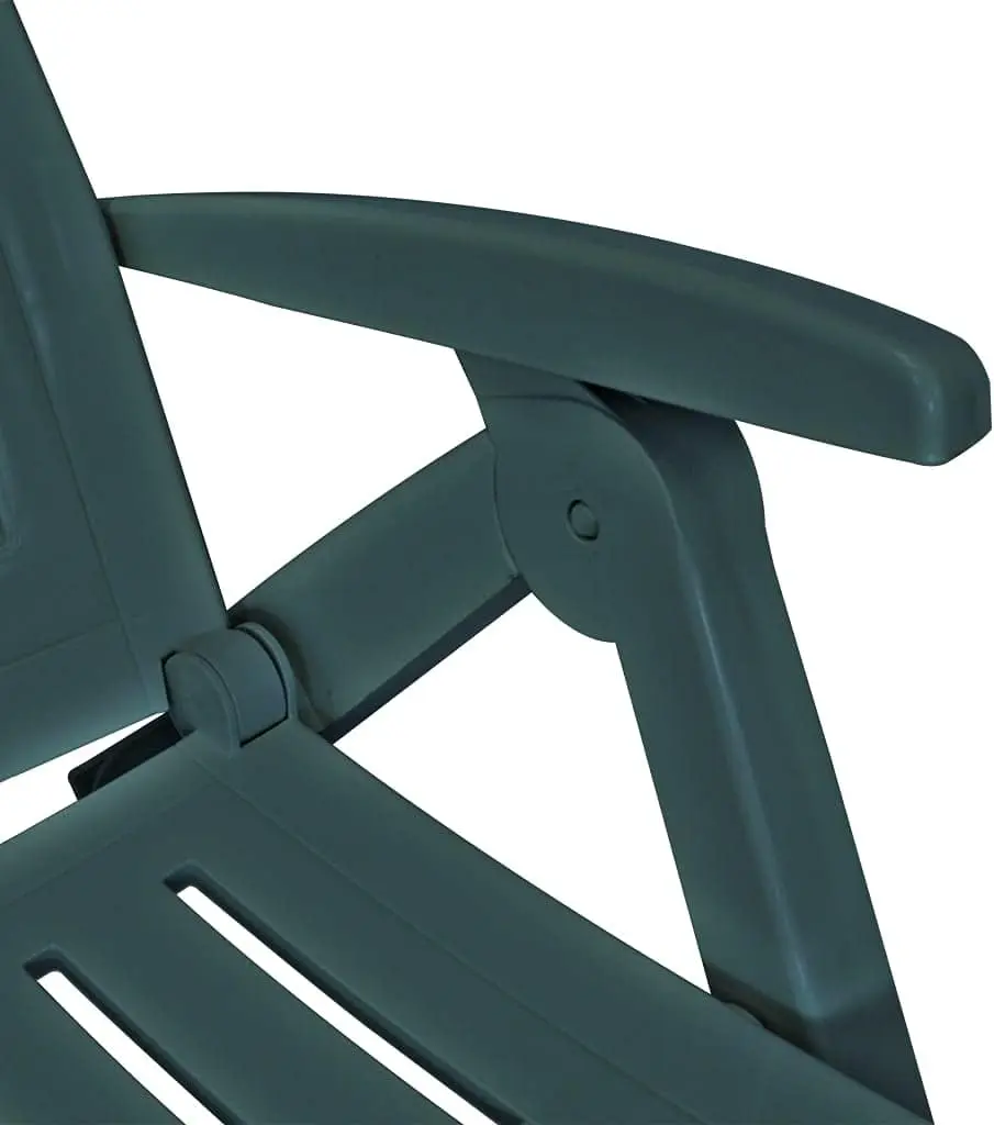 Sun Lounger With Footrest - Weather-Resistant Plastic Reclining Outdoor Chair - Portable, Foldable Design - Green