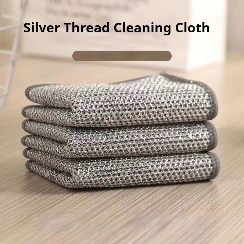 50/100 Stück Spurlose Silberdraht-Geschirrspültuch, Küchenlappen, doppelseitig, antihaftbeschichtet, Öl-Geschirrtuch, unverzichtbares Reinigungstuch für Zuhause, Weihnachtsgeschenk, Weihnachten, Halloween, Geschenk