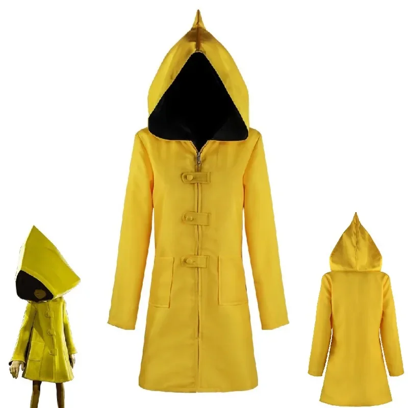 

Game Little Nightmares Hungry Six Cosplay Costume Yellow Hooded Jacket Anime Adult Child Kids Prop Halloween Carnival Party Suit