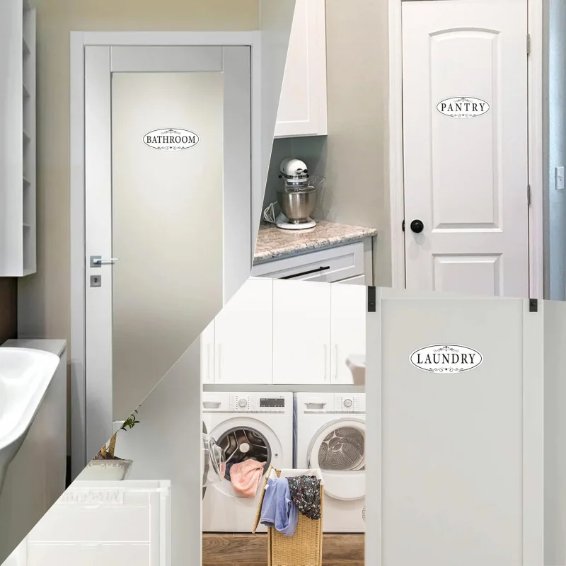 3 قطعة ملصق لافتات باب الحمام/غرفة الغسيل/المخزن ، ملصق باب الحمام من الفينيل ذاتي اللصق مقاوم للطقس ومقاوم للبهتان #5