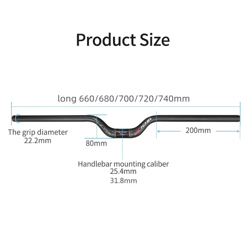 Full Carbon Fiber MTB Bicycle Handlebar Riser Handle Bar 25.4 31.8 600mm to 540mm Ultralight Mountain Folding Road Bike Parts