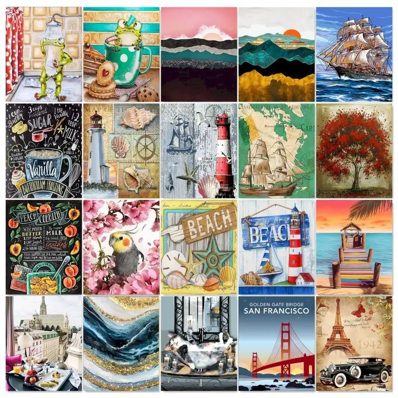 

CHENISTORY 40x50cm Painting By Numbers For Adults Kits Lighthouse With Brushes Pictures By Numbers Crafts Art For Home Decoratio