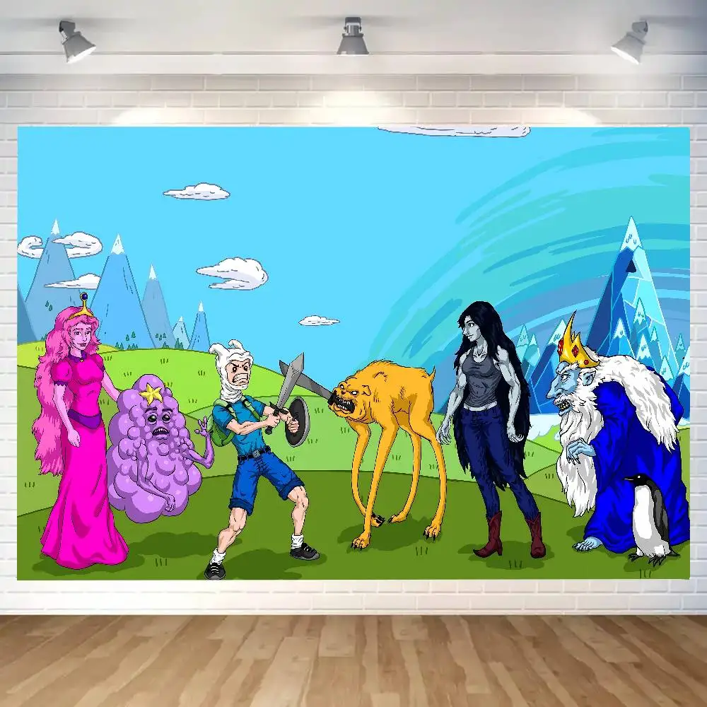 A-Adventure Time 2025 خلفية تصوير للأطفال كعكة عيد ميلاد سحق صورة ديكور خلفية استوديو الصور