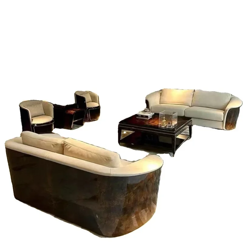 

Light luxury painted wood leather sofa