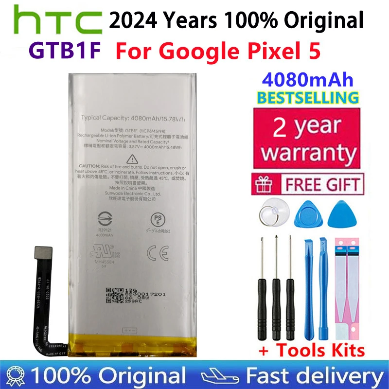 

100% Original New High Quality GTB1F 4080mAh Phone Replacement Battery For Google Pixel 5 GD1YQ GTT9Q Batteries Bateria + Tools