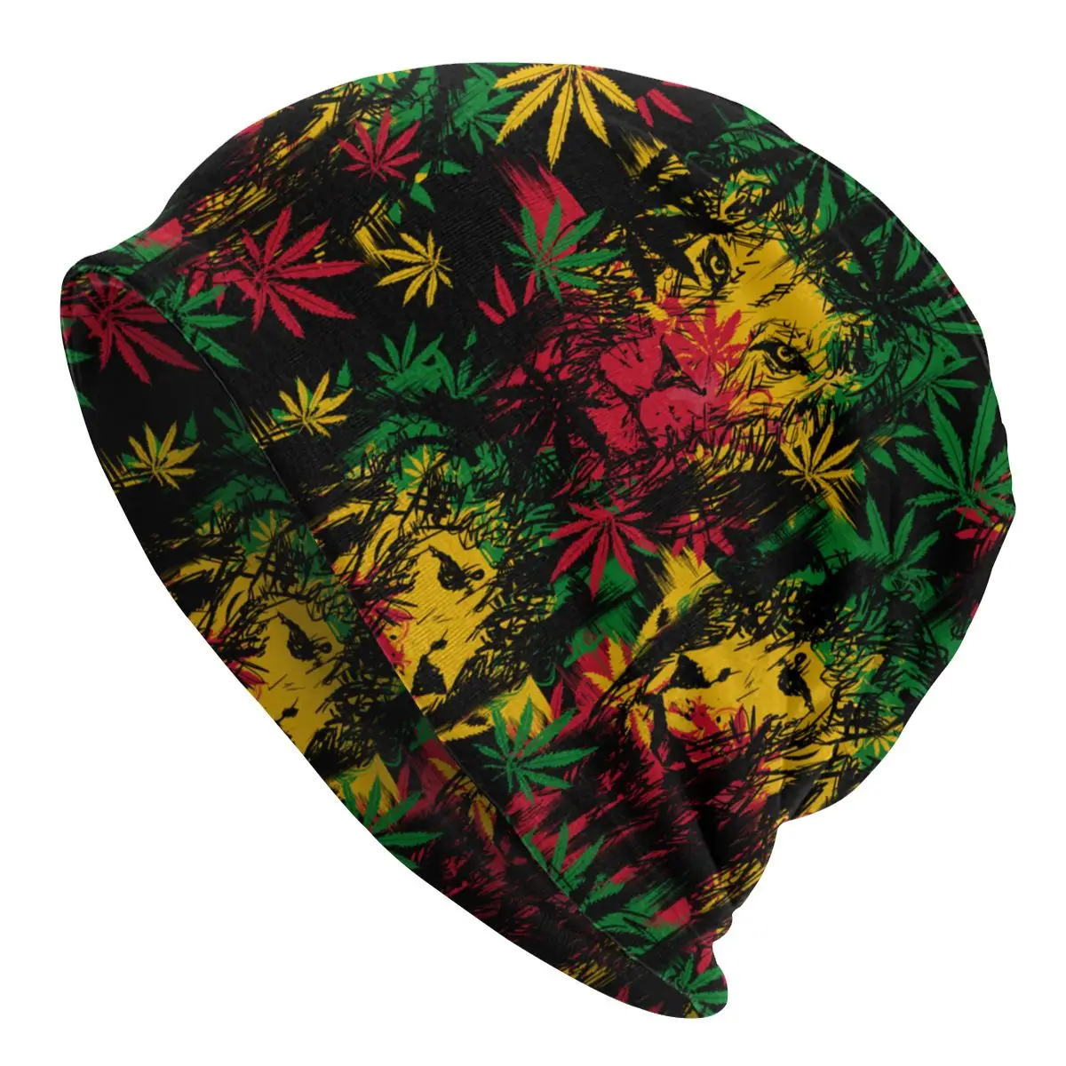 Lion Head Cannabis Leaves Rastaman Style Bonnet Hats Knitting Hats Hip Hop Skullies Beanies Hats Weed Leaf Warm Dual-use Caps