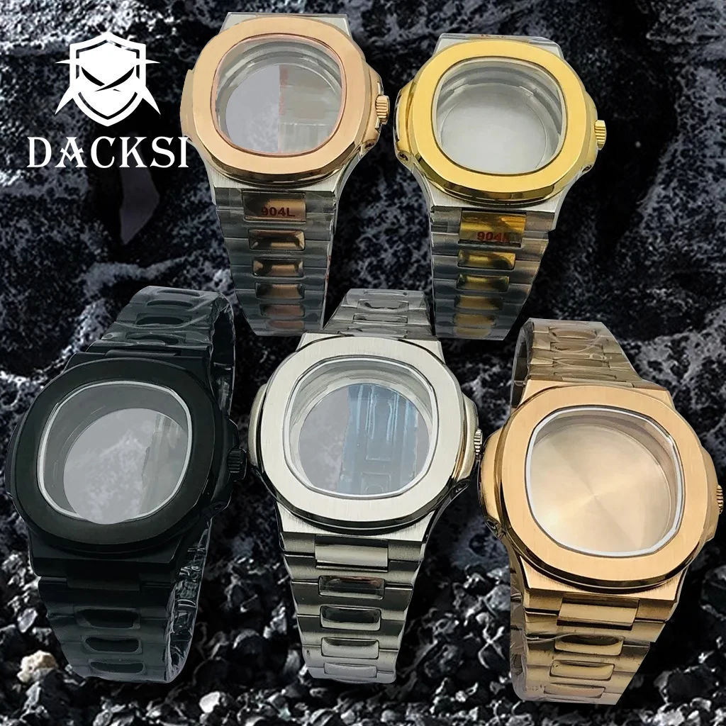 

DACKSI 42mm Silver Black Gold Watch Case Sapphire Glass Fit NH35 NH36 ETA2824 2836 Miyota8215 Mingzhu DG2813 3804 PT5000movement