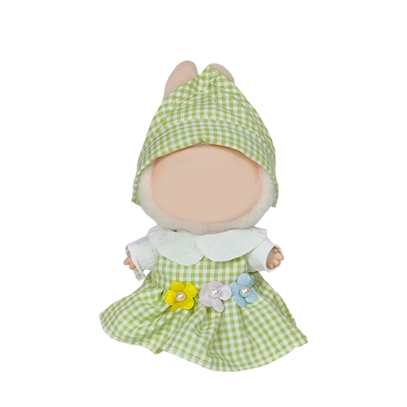 Para muñeca Labubu V1 V2 Ropa de 17 cm: mono y sombrero de suéter a rayas |   Adorable traje de tela Labubu