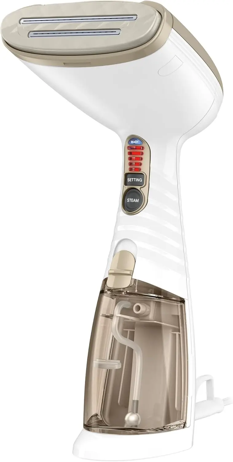 

Портативный ручной отпариватель для одежды, 1875 Вт, турбо-пар для тканей, мощное проникновение паром для ухода за одеждой, белый/шампань