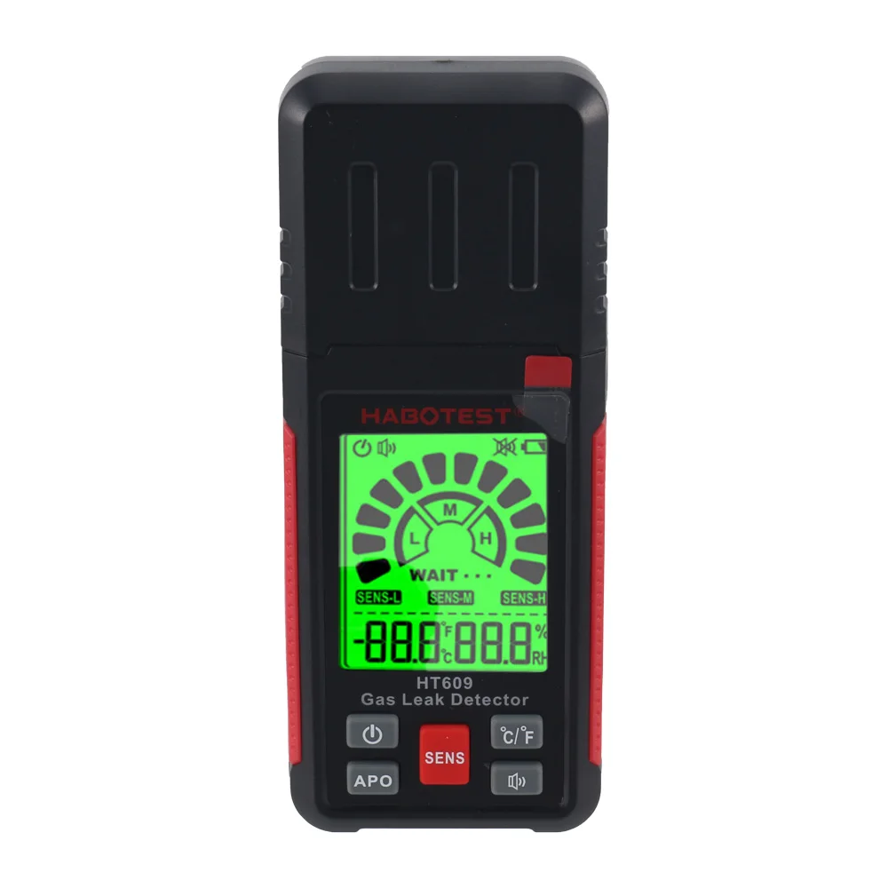 1pc HABOTEST HT609 Gas Leak Detector Alarm Combustible Gas PPM Analyzer Meter Audible Visual Alert LCD Display