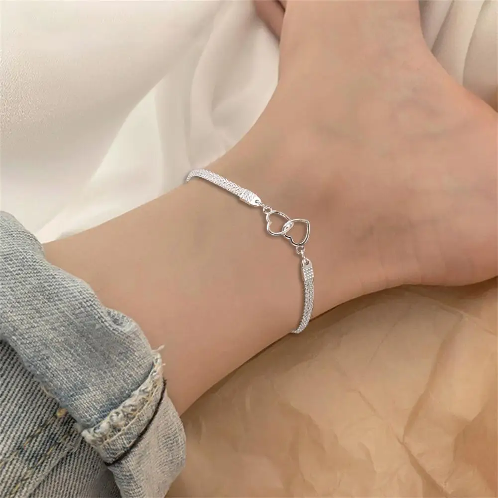 Liga tornozeleira coração charme feminino tornozeleira pulseira ajustável corrente de metal jóias presente elegante design leve para o estilo verão