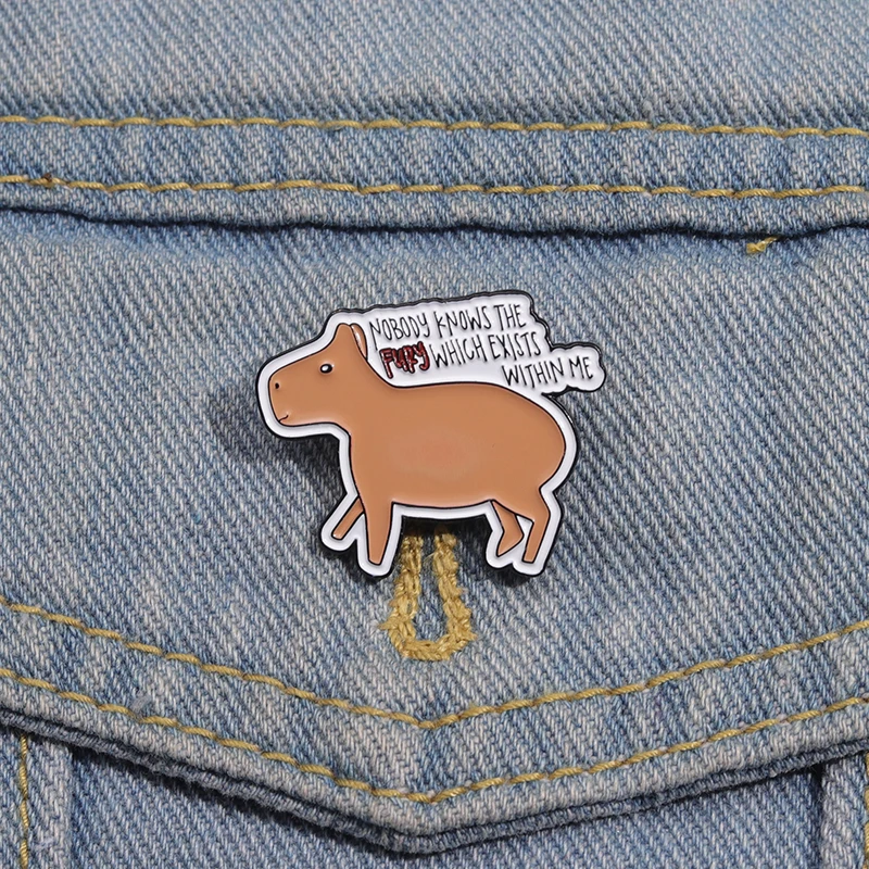 No Body Knows The Fury Which Exists Within Me Enamel Pin Cartoon Capybara Animal Brooch Lapel Jack Badge Jewelry Gift For Friend