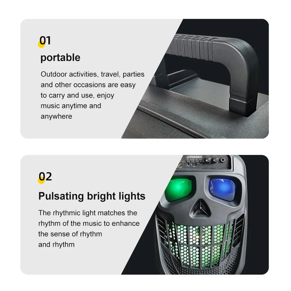 مكبر صوت بخاصية البلوتوث محمول كاريوكي PA نظام BT 5.0 مع 1 ميكروفونات قابلة للشحن DJ مكبرات صوت للمسرح للحفلات المنزلية الخارجية #5
