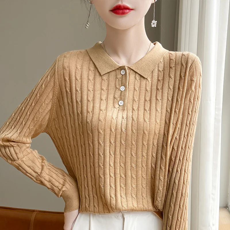 Autumn And Winter New Polo Neck Worsted Wool Knitted Bottoming Shirt Solid Color Long-Sleeved Blouse Temperament Joker Sweater