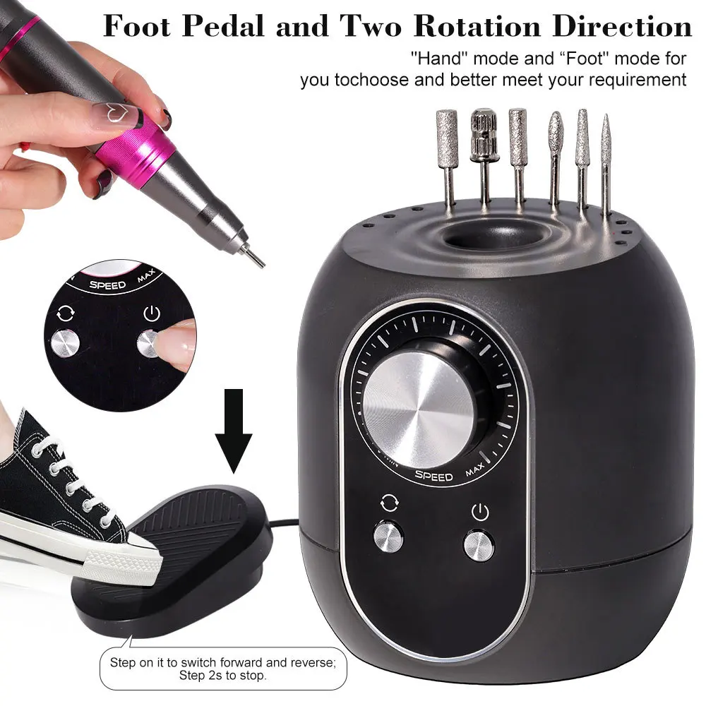 35000 دورة في الدقيقة الكهربائية سطح المكتب مسمار الحفر آلة تلميع مجموعة شاشة الكريستال السائل مزيل طلاء الأظافر للتقليم والعناية بالقدم
